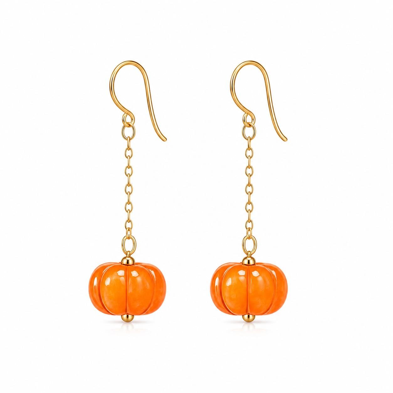 Citrine Pumpkin Earrings Pair – Natural Crystal Jewelry