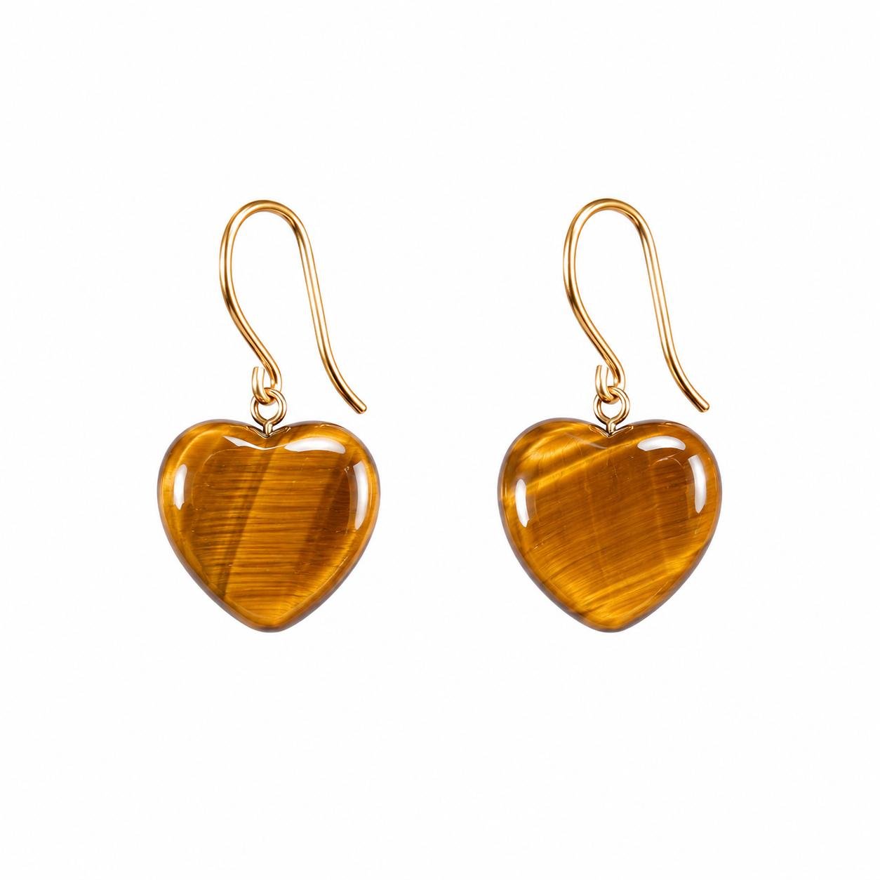 Tiger's Eye Heart Earrings Pair – Natural Crystal Jewelry